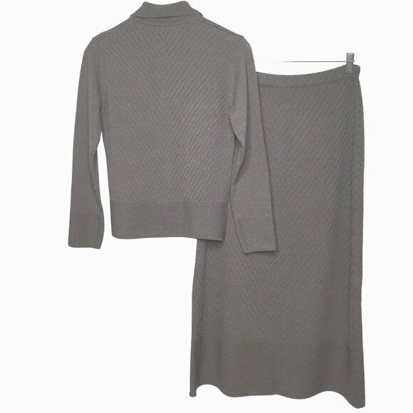 MARGARET O’LEARY Wool Knit Set Gray Cardigan Skirt Size 1 (US S) Minimalist - Picture 2 of 10
